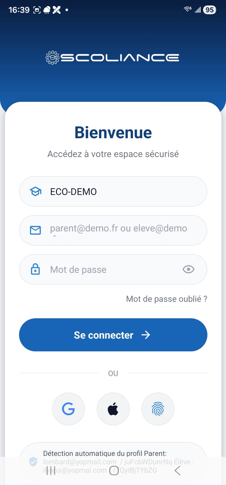 Aperçu du projet Scoliance Mobile